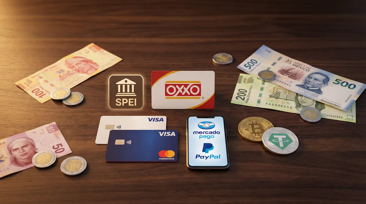 Métodos de pago aceptados en ZodiacBet App México - OXXO, SPEI, Visa, Mastercard, Bitcoin